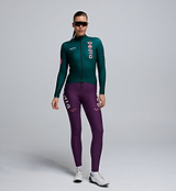 Front view of Pedla’s Women’s Thermal LS Jersey in Pine showing sleek winter design and reflective details
