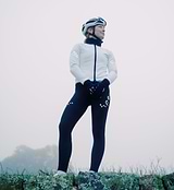 Women's porcelain thermal cycling jacket - windproof, water-resistant thermal knit with SAB waterproof two-way zipper, reflective details, hem gripper and concealed rear zip pocket for winter training and commuting