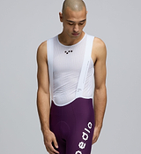 Close-up of Men’s SuperFIT 2.0 Bib Tight in Aubergine featuring high-performance fabric, advanced chamois, and detailed craftsmanship