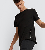 Closeup of Pedla Logo Tee in Black - 100% cotton shirt for comfort, style, and performance
