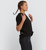 Pedla / Logo Tee - Black, 100% organic cotton, front side view on model, delivering comfort, style, and performance