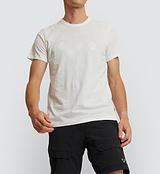 Closeup of Pedla Logo Tee - White, a 100% cotton shirt showcasing comfort, style, and organic durability.