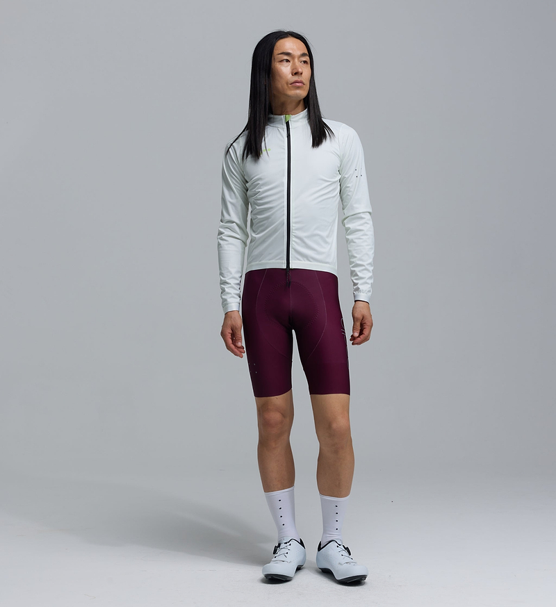 Men's Porcelain Classic cycling jacket — lightweight, windproof, water-resistant outer shell with breathable mesh panels, SAB two-way zipper, silicone hem, standard fit and packable rear zip pocket for layered, year-round rides