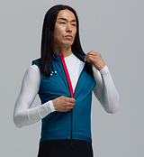 Men's Classic LITE cycling gilet, teal — lightweight windproof, water-resistant vest with breathable mesh back, SAB two-way zipper, 2.5cm silicone hem, reflective details and three rear pockets for road, training and commuting
