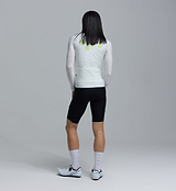 Men's long sleeve cycling jersey, porcelain back view — form-fitting breathable SPF50 moisture-wicking fabric, four-way stretch, side ventilation panels and silicone hem gripper for performance road cycling