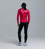 Men's Essentials BOLD thermal long-sleeve cycling jersey, fuchsia back view — Chillblock thermal fleece interior, moisture-wicking, reflective details, UPF 50+, three rear pockets (one zip) and SAB two-way zipper