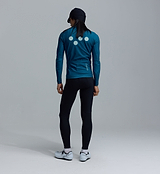 Men's teal thermal long-sleeve cycling jersey, Essentials BOLD Chillblock fabric with thermal fleeced interior, moisture-wicking, UPF 50+, reflective logos, articulated sleeves, 3 rear pockets, hem gripper, two-way zipper for cold-weather rides