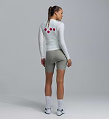Women's long sleeve classic cycling jersey (porcelain) back view — form-fitting, breathable SPF50, moisture-wicking, four-way stretch, side ventilation panels and silicone gripper hem for road cycling
