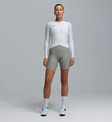 Women's long sleeve porcelain cycling jersey, form-fitting performance road jersey with full front zip, SPF 50 breathable moisture-wicking four-way stretch fabric, side ventilation panels and silicone gripper hem