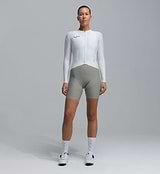 Women's long sleeve porcelain cycling jersey, form-fitting performance road jersey with full front zip, SPF 50 breathable moisture-wicking four-way stretch fabric, side ventilation panels and silicone gripper hem