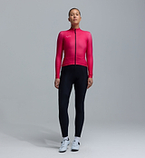 Womens fuchsia thermal long-sleeve cycling jersey, Chillblock fleeced interior, full-zip (SAB two-way), reflective logos, UPF 50+, articulated sleeves, hem gripper, three rear pockets including zip side pocket, fitted winter road performance jersey