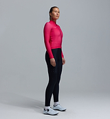 Women's fuchsia thermal long-sleeve cycling jersey, Chillblock thermal fleece, reflective logos, UPF 50+, articulated sleeves, SAB two-way zipper, hem gripper, 3 rear pockets with zip side pocket — cold-weather commuter/training jersey