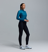 Women's thermal long sleeve cycling jersey in teal with Chillblock fleece interior, moisture-wicking fabric, UPF 50+, reflective logos, articulated sleeves, SAB two-way zip, hem gripper and zip side pocket for cold-weather rides