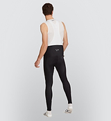 Black Essentials Men's SuperFit 2.0 Cycling Bib Tight displayed on male model, crafted from premium Italian fabric for optimal muscle support and aerodynamic performance.