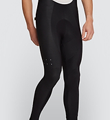 Close-up of the Black Men's SuperFLEECE 2.0 Cycling Bib Tights fabric, focusing on the fleece-lined performance knit for exceptional warmth and comfort in winter cycling.