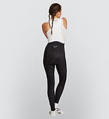 Rear angle showing the Black Women's SuperFLEECE 2.0 Cycling Bib Tights, illustrating the Elastic Interface Carbonium Road Performance chamois for enduring comfort on long rides.