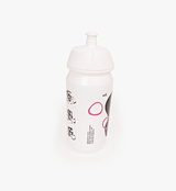 Pedla Tacx Shiva 500ml biodegradable white cycling water bottle (bidon) with pink & black graphics — BPA- & PET-free, lockable pull lid, ergonomic squeeze design, wide opening; eco-friendly reusable bottle for road, gravel and indoor cycling