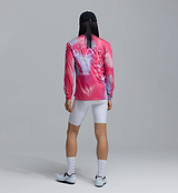 Back view of ON_OFF Grid Frequencies unisex long-sleeve tech tee (Fusca Trek print) — ultralight, breathable Italian technical knit, high-stretch performance cycling top, UPF 50+, hydration tube channel and flatlock seams; ideal gravel, adventure and long-distance jersey alternative.