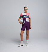 Pedla cycling Heritage Women's Classic Jersey Multi front view breathable moisture wicking - pink and purple