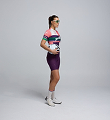 Pedla cycling Heritage Women's Classic Jersey Multi side view breathable moisture wicking- pink and purple
