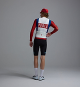 Men's Heritage Classic long-sleeve cycling jersey (back) in vintage red with PEDLA logo - SPF50 breathable, moisture-wicking, four-way stretch, ventilation panels, silicone hem gripper, performance road fit