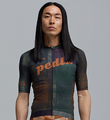 Heritage men's Training cycling jersey - Tartan Multi short-sleeve zip jersey with "pedl" chest logo, breathable perforated panels, UPF 30+ sun protection, 83% REPREVE recycled polyester/17% elastane, silicone gripper hem, four-way stretch, moisture-wicking, all-season training