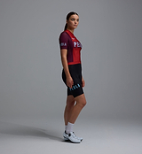 Heritage Women's Classic cycling jersey in Traditional Fox Red — side view, form-fitting breathable SPF50 fabric, moisture-wicking, four-way stretch, ventilation panels, extended sleeves, low-cut collar and silicone gripper for road cycling