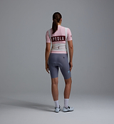Heritage Women's Classic cycling jersey vintage pink back view — form-fitting, SPF50 breathable, moisture-wicking, four-way stretch with ventilation panels, extended sleeves, low-cut collar, silicone gripper, PEDLA logo, LunaLUXE performance fit