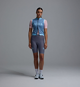 Heritage women's Classic LITE gilet powder blue — lightweight cycling vest, windproof water-resistant front, breathable recycled fabric, mesh back, reflective details, two-way zipper, silicone hem, road training and commuting