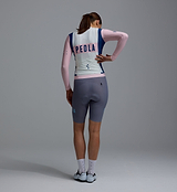 Heritage women's classic long-sleeve vintage white cycling jersey (back view) — PEDLA performance road jersey with SPF50 breathable, moisture-wicking four-way stretch fabric, side ventilation panels, form-fitting cut and silicone hem gripper