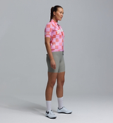 Heritage Women's LITE cycling gilet in pastel pink checkers — lightweight breathable recycled vest, windproof water-resistant front, mesh back, SAB two-way zip, 2.5cm silicone hem, reflective details, 3 reinforced rear pockets; ideal for road cycling, training, racing and commuting