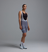 Heritage Women's Training Bib Short in Heritage Steel, front view — compressive women's cycling bib shorts with breathable mesh braces, seamless cuff, reflective logos and performance chamois for road and training