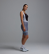 PEDLA Heritage Women's Training Bib Short in Heritage Steel side view — women's cycling bib shorts with breathable mesh braces, compressive European fabric, performance chamois, seamless cuff and reflective logos