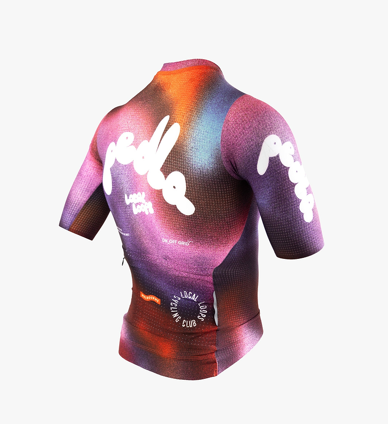 Pedla cycling LOCAL LOOPS Men's SuperSYSTEM Jersey Bubble Spray front view reflective seamless