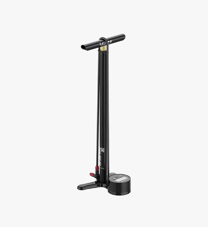 Lezyne CNC Digital Drive 3.5 floor pump — CNC‑machined aluminum high‑pressure bike pump with 3.5" digital gauge, ABS‑1 Pro Presta/Schrader chuck, nylon‑reinforced hose, aluminum handle/base, up to 220 psi