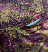 On/Off Grid men's SuperSYSTEM cycling jacket close-up, Multi Rock print; lightweight windproof water-resistant shell, breathable mesh panels, rear zip pocket/packable pouch, two-way zipper, drawcord and silicone hem