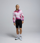 Front view of a male cyclist wearing the AirFoils Hot Pink Pursuit LS 2.0 Jersey, showcasing its sleek aerodynamic cut, bold colourway, and breathable high-stretch construction.