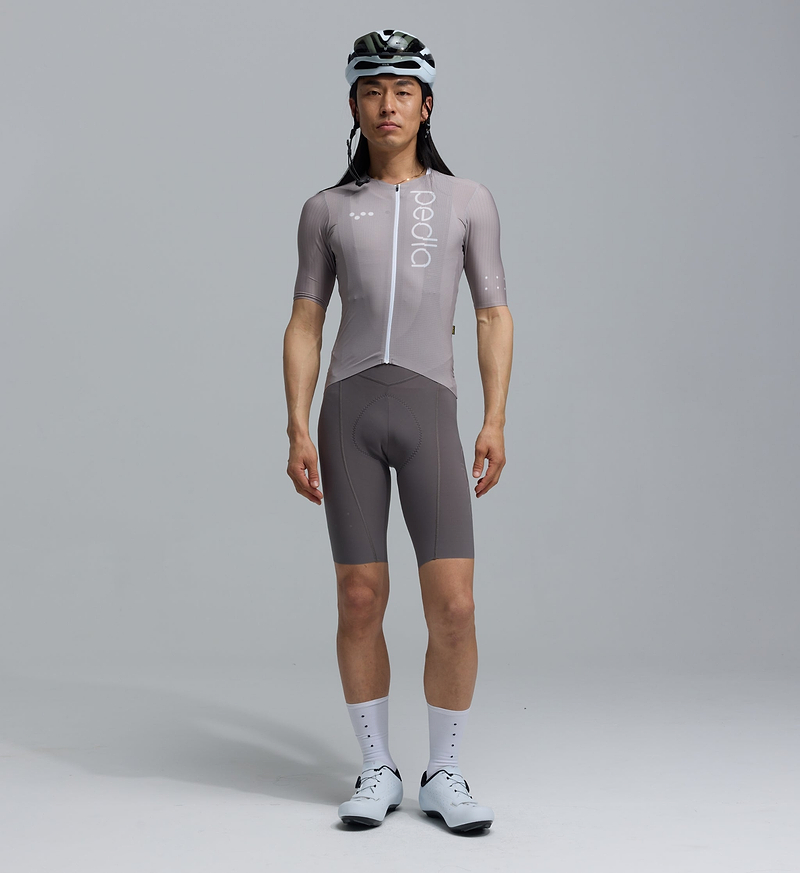 PRO Analogue Men's Pursuit AIR cycling jersey Desert, ultralight race-fit road cycling jersey with breathable woven fabric for hot humid conditions, UPF 35+ sun protection, reflective detailing, ultralite aero sleeves with silicone grippers, YKK auto-lock zip, three reinforced rear pockets (2 pockets on 2XS/XS)