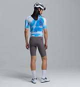 PRO Analogue Pro Pursuit 3 race-fit aero short-sleeve cycling jersey, Analogue Blue (back view) - Italian performance fabric, AeroPRISMA sleeves with heat-welded cuffs, mesh underarms, reflective accents and 3 rear pockets