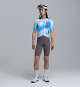 PRO Analogue Pro Pursuit 3.0 race-fit short-sleeve cycling jersey, Analogue blue, front view; Italian performance fabric, AeroPRISMA aero sleeves, heat-welded hem, mesh underarms, reflective accents, 3 rear pockets