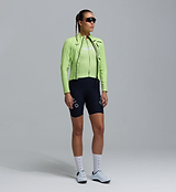 Women's PRO Analogue Deflect 2 high-visibility neon cycling jacket (Glow), front view - 20K waterproof/windproof 3-layer breathable shell, DValpine venting, two-way zipper, reflective logos, stretch panels