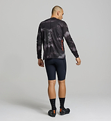 Back view of unisex dark purple gravel tech tee – UPF 50+ sun protection and hydration tube channel for long-distance cycling