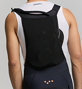 Close-up of EIT chamois and integrated hydration system – technical cycling bib shorts designed for endurance, gravel, and road cycling
