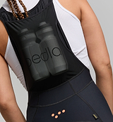 Close-up of EIT chamois and rear hydration system – technical cycling bib short engineered for support, comfort, and ride efficiency