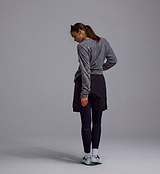 Pedla x N-0 AIR FLEECE grey open-grid polyester midlayer, breathable moisture-wicking cycling fleece with raglan sleeves — lightweight unisex active-warmth back view