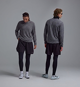 PEDLA x N-0 AIR FLEECE grey breathable open-grid polyester mid-layer, unisex cycling top with raglan sleeves, moisture-wicking thermal knit for active warmth and layering