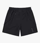 PEDLA x N-0 black running shorts (back view) — lightweight nylon-elastane technical cross-training, cycling and riding shorts with elastic drawcord, side splits, lamination-bonded hems and rear zip pocket