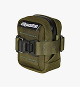 Skingrowsback Plan B Micron olive under-saddle bike saddle bag — compact, water‑resistant 1000D nylon pouch with YKK AquaGuard zip and 70D ripstop liner, magnetic 25mm rail strap, internal elastic loops for CO2/multi‑tool and room for spare tube and tyre levers; lightweight 0.62L, made in Australia