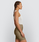 Side profile of the Women's SuperFIT 2.0 Cycling Bib Shorts, highlighting the advanced brace system for optimal support and flexibility.