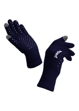 Core / AquaSHIELD Gloves - Navy. 3 layer bonded woven knit, water-resistant, lightweight, breathable, silicone palm print.